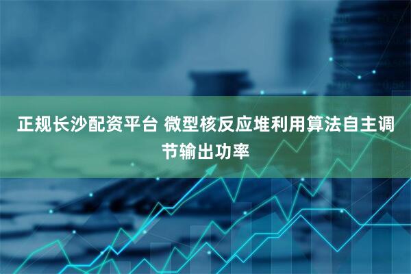 正规长沙配资平台 微型核反应堆利用算法自主调节输出功率